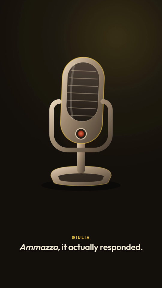 A characterful studio microphone under a warm spotlight